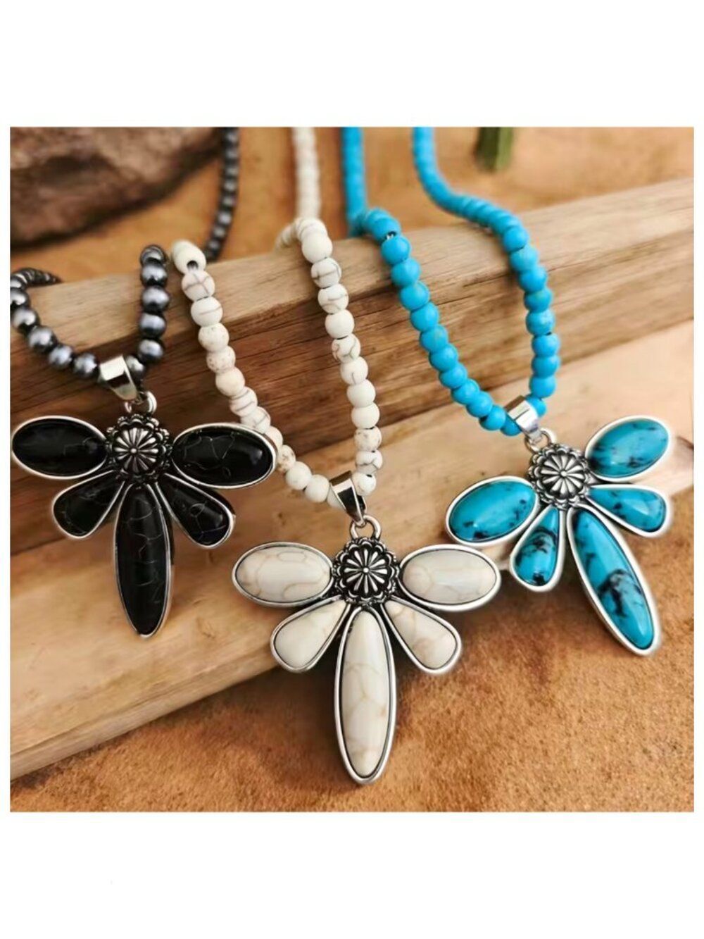NWT Boho Faux Turquoise Dragonfly Pendant Necklace Vintage Western